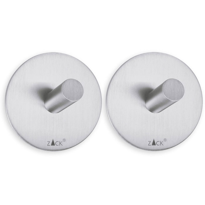 Zack Set 2 Ganchos Pared Duplo Redondo Mate Acero Inoxidable 4.5 cm